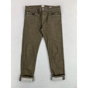 Hiroshi Kato The Pen Slim Jeans Mens 31 Fits 34x29 Dark Green Raw Selvedge Denim